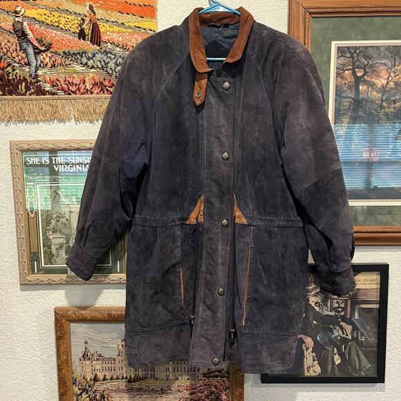 Vintage 90’s Gitano RARE‎ Suede/Leather Long Bomber Jacket Size Medium